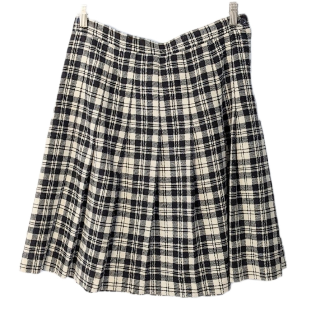 Vintage Susan Bristol merino wool plaid black white size 14 @R
